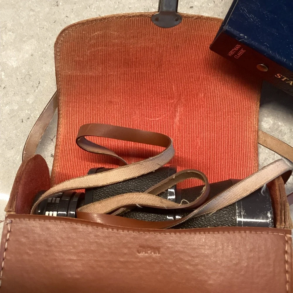 Vintage Black 7x50 Binoculars with Leather Case